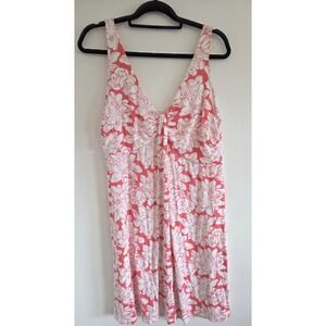 Tommy Bahama Dress Tropical Pink Pullover Mini Dress XL Soft Comfortable